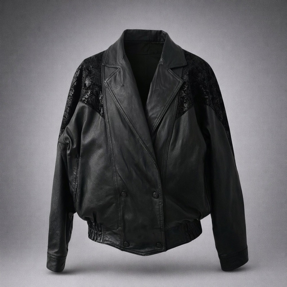 Wilson's 90s Oversized Leather Dolman Sleeve‎ Removable Lining Black Jacket M
